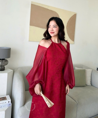 ÁO DÀI VÂN THANH CỔ YẾM ĐÍNH NGỌC TRAI ZAREEN ADI09