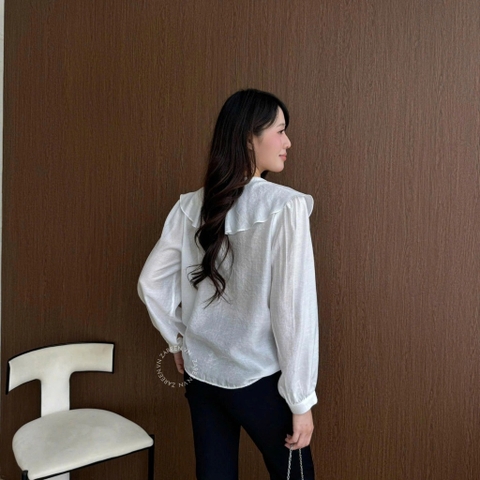 ÁO SƠ MI TƠ CỔ BÈO ZAREEN SOM86