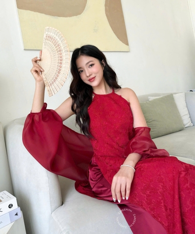 ÁO DÀI VÂN THANH CỔ YẾM ĐÍNH NGỌC TRAI ZAREEN ADI09