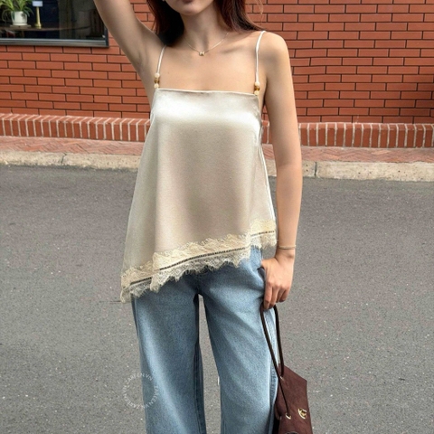 ÁO LỤA PHỐI REN NÚT ĐÁ ZAREEN VOA154
