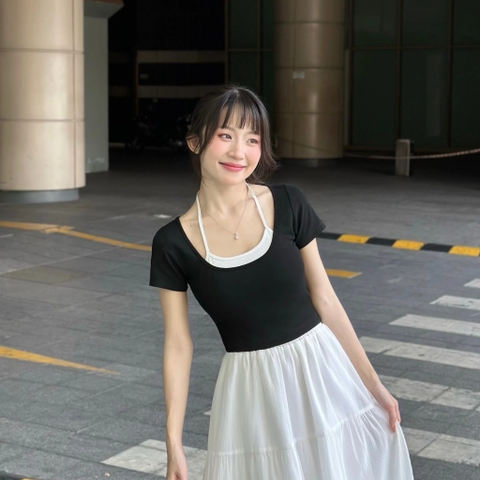 ÁO THUN CROPTOP PHỐI YẾM ZAREEN THU167