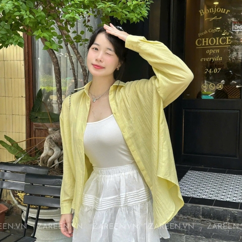 ÁO SƠ MI TAY DÀI CỘT NƠ ZAREEN SOM75