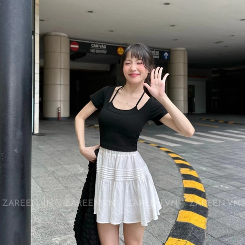 ÁO THUN CROPTOP PHỐI YẾM ZAREEN THU167