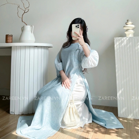 ÁO DÀI ÁI KHUÊ TƠ HOA TAY PHỒNG ZAREEN ADI06