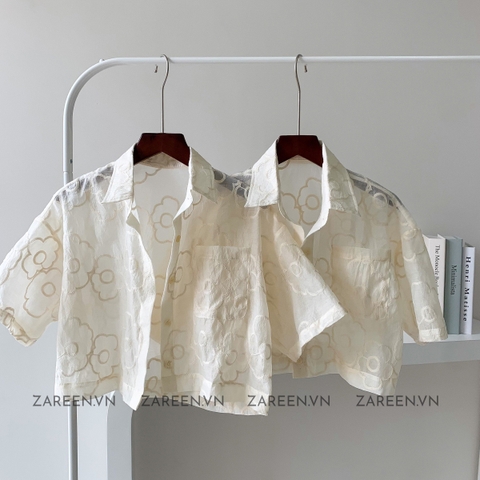 ÁO SƠ MI CROPTOP NƠ THÊU HOA ZAREEN SOM68