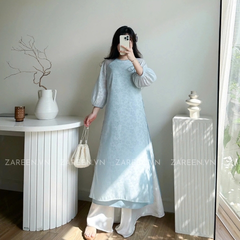 ÁO DÀI ÁI KHUÊ TƠ HOA TAY PHỒNG ZAREEN ADI06