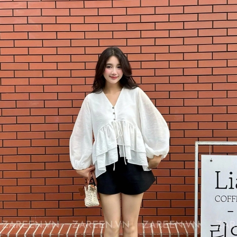ÁO SƠ MI CROPTOP TAY PHỒNG ZAREEN SOM78