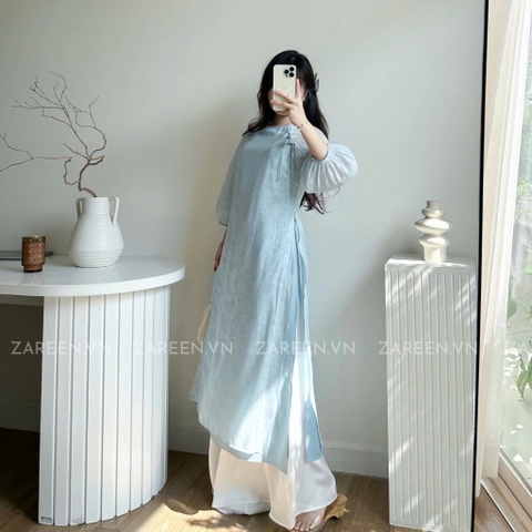 ÁO DÀI ÁI KHUÊ TƠ HOA TAY PHỒNG ZAREEN ADI06