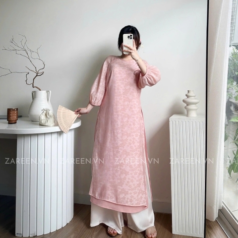 ÁO DÀI ÁI KHUÊ TƠ HOA TAY PHỒNG ZAREEN ADI06