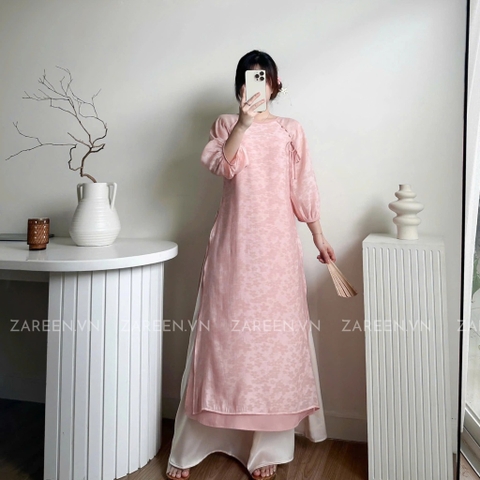 ÁO DÀI ÁI KHUÊ TƠ HOA TAY PHỒNG ZAREEN ADI06