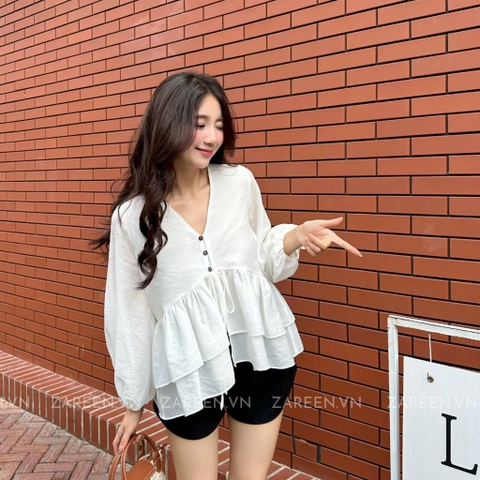 ÁO SƠ MI CROPTOP TAY PHỒNG ZAREEN SOM78