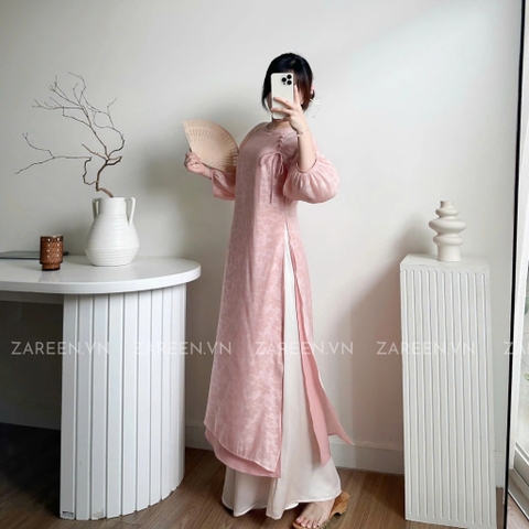 ÁO DÀI ÁI KHUÊ TƠ HOA TAY PHỒNG ZAREEN ADI06