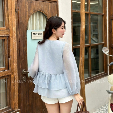 ÁO SƠ MI CROPTOP TAY PHỒNG ZAREEN SOM78