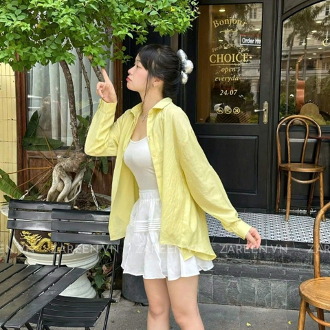 ÁO SƠ MI TAY DÀI CỘT NƠ ZAREEN SOM75