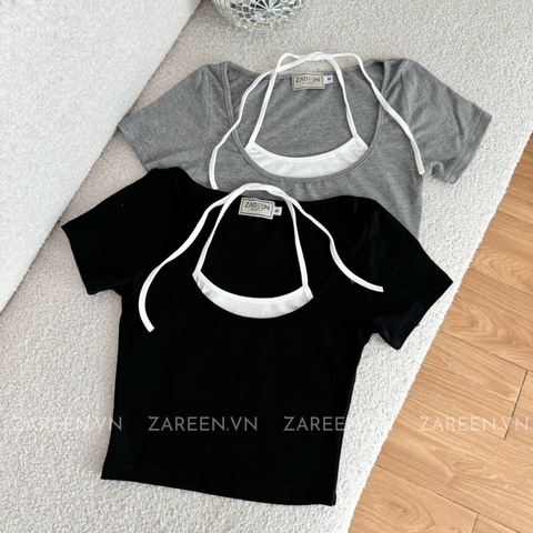 ÁO THUN CROPTOP PHỐI YẾM ZAREEN THU167