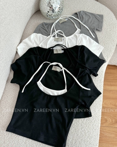 ÁO THUN CROPTOP PHỐI YẾM ZAREEN THU167