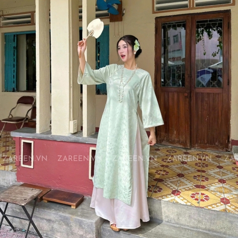 ÁO DÀI TÂM Ý GẤM PHỐI VIỀN ZAREEN ADI05