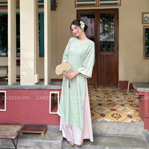 ÁO DÀI TÂM Ý GẤM PHỐI VIỀN ZAREEN ADI05