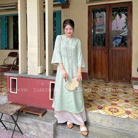 ÁO DÀI TÂM Ý GẤM PHỐI VIỀN ZAREEN ADI05