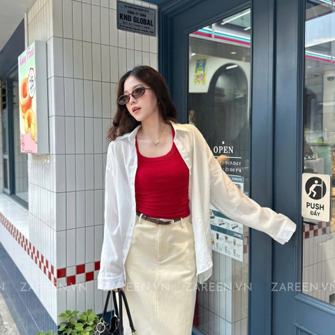 ÁO SƠ MI TAY DÀI CỘT NƠ ZAREEN SOM75