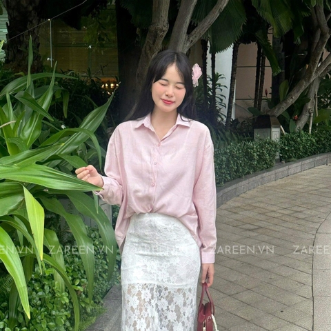 ÁO SƠ MI TAY DÀI CỘT NƠ ZAREEN SOM75