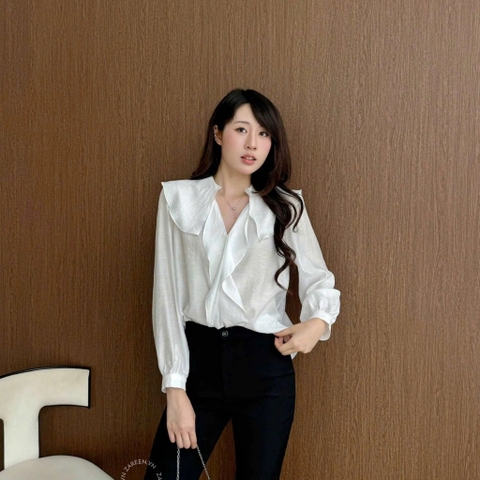ÁO SƠ MI TƠ CỔ BÈO ZAREEN SOM86