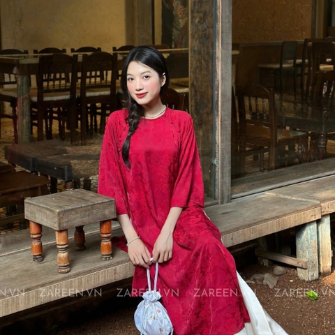 ÁO DÀI ĐAN THANH LỤA TẰM CỔ TRÒN ĐÍNH NÚT ZAREEN ADI03