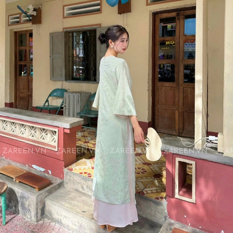 ÁO DÀI TÂM Ý GẤM PHỐI VIỀN ZAREEN ADI05