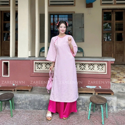 ÁO DÀI TÂM Ý GẤM PHỐI VIỀN ZAREEN ADI05
