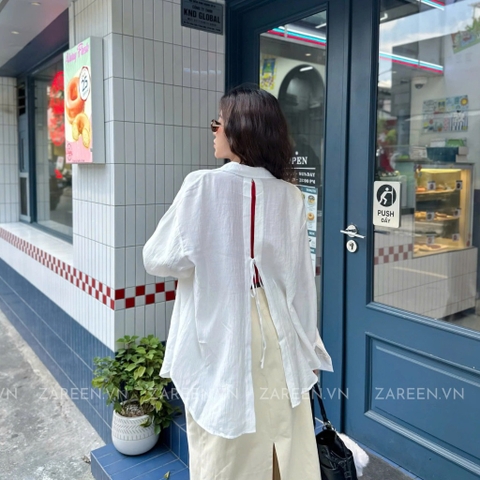 ÁO SƠ MI TAY DÀI CỘT NƠ ZAREEN SOM75