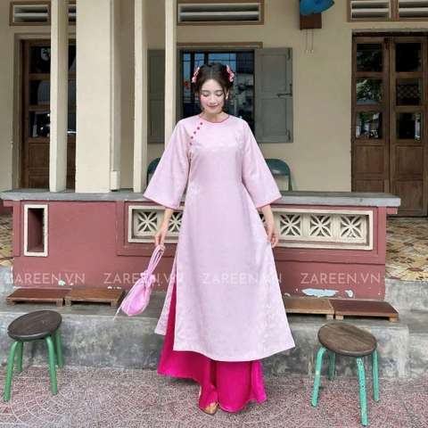 ÁO DÀI TÂM Ý GẤM PHỐI VIỀN ZAREEN ADI05