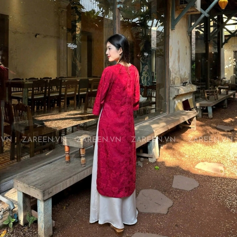 ÁO DÀI ĐAN THANH LỤA TẰM CỔ TRÒN ĐÍNH NÚT ZAREEN ADI03