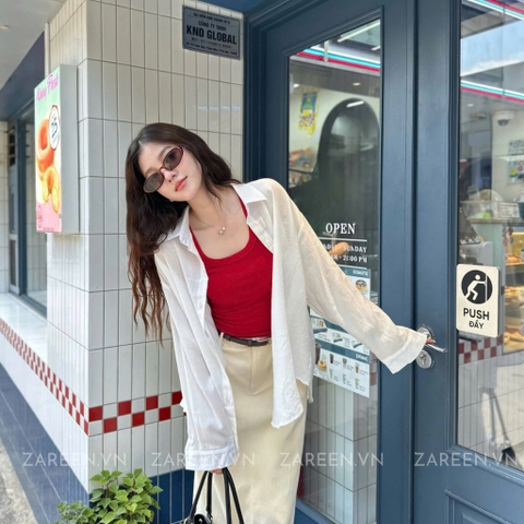 ÁO SƠ MI TAY DÀI CỘT NƠ ZAREEN SOM75