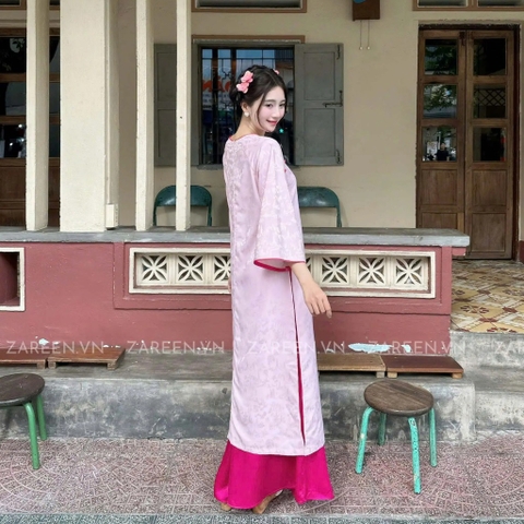 ÁO DÀI TÂM Ý GẤM PHỐI VIỀN ZAREEN ADI05