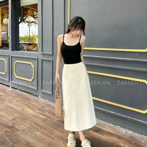 CHÂN VÁY KAKI DÀI XẺ VẠT SAU ZAREEN VAD16