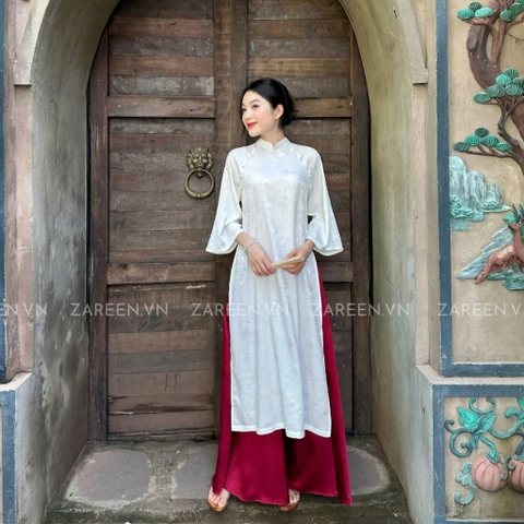 ÁO DÀI LINH LAN LỤA TẰM ĐÍNH NÚT ZAREEN ADI02