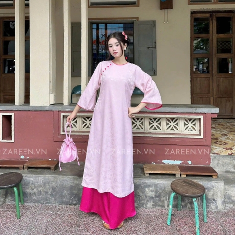 ÁO DÀI TÂM Ý GẤM PHỐI VIỀN ZAREEN ADI05