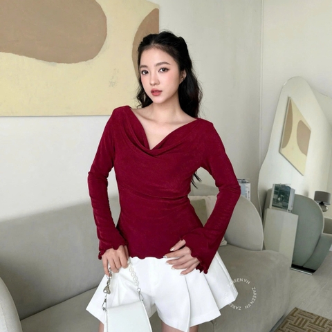 ÁO THUN TAY DÀI CỔ ĐỖ ZAREEN THU175