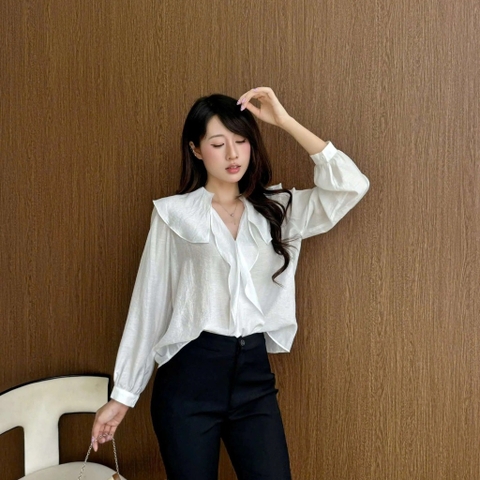 ÁO SƠ MI TƠ CỔ BÈO ZAREEN SOM86