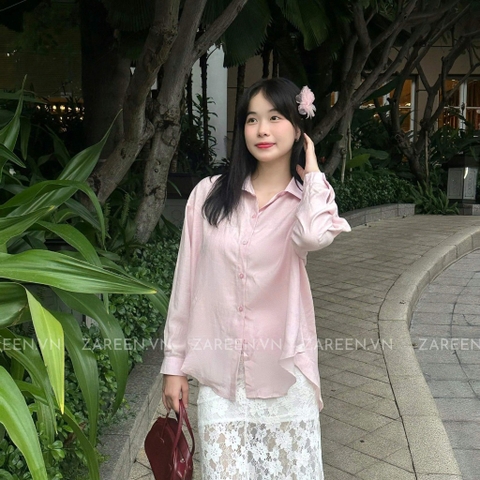 ÁO SƠ MI TAY DÀI CỘT NƠ ZAREEN SOM75
