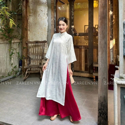ÁO DÀI LINH LAN LỤA TẰM ĐÍNH NÚT ZAREEN ADI02