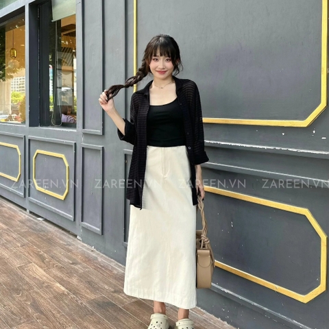CHÂN VÁY KAKI DÀI XẺ VẠT SAU ZAREEN VAD16