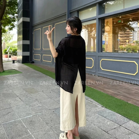 CHÂN VÁY KAKI DÀI XẺ VẠT SAU ZAREEN VAD16