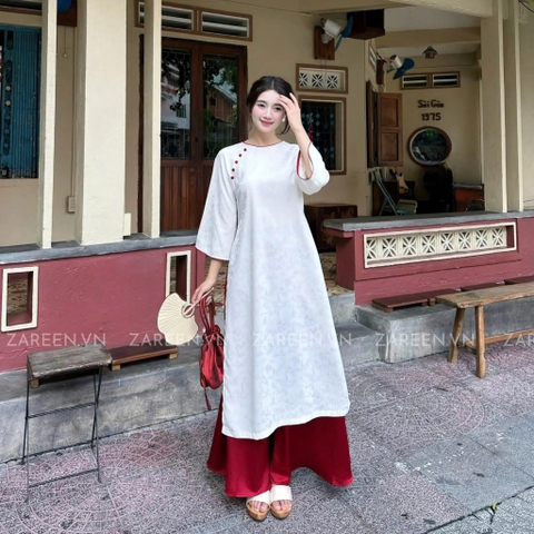 ÁO DÀI TÂM Ý GẤM PHỐI VIỀN ZAREEN ADI05