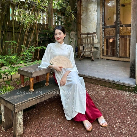 ÁO DÀI LINH LAN LỤA TẰM ĐÍNH NÚT ZAREEN ADI02