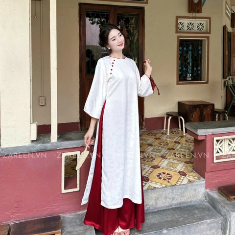 ÁO DÀI TÂM Ý GẤM PHỐI VIỀN ZAREEN ADI05