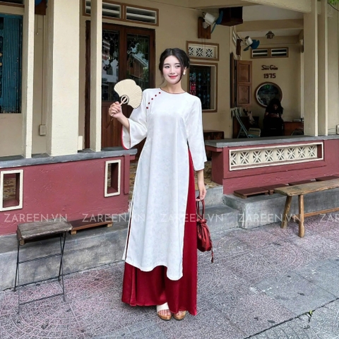 ÁO DÀI TÂM Ý GẤM PHỐI VIỀN ZAREEN ADI05