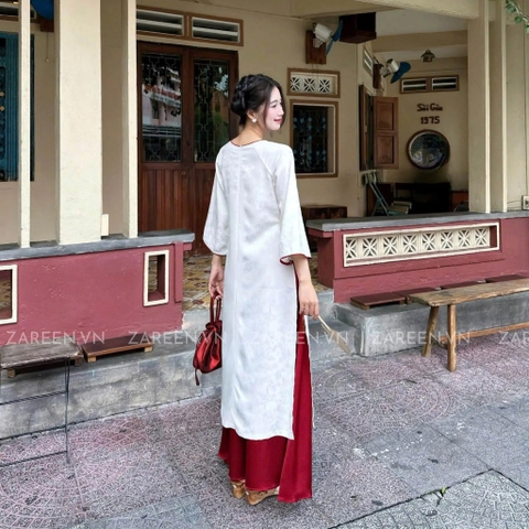 ÁO DÀI TÂM Ý GẤM PHỐI VIỀN ZAREEN ADI05