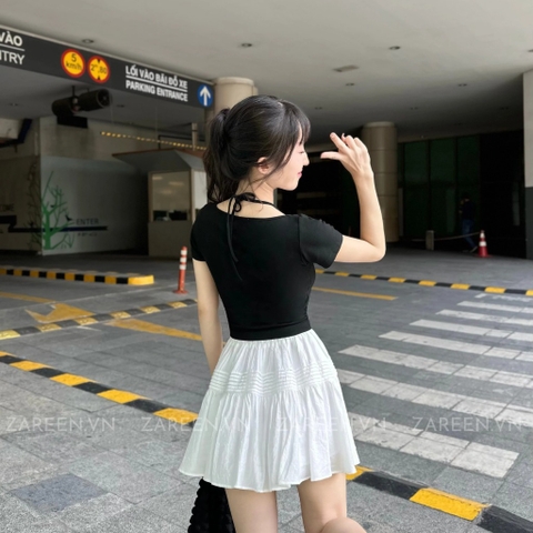 ÁO THUN CROPTOP PHỐI YẾM ZAREEN THU167