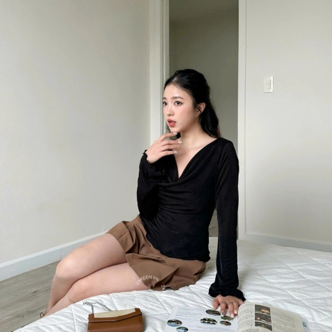 ÁO THUN TAY DÀI CỔ ĐỖ ZAREEN THU175